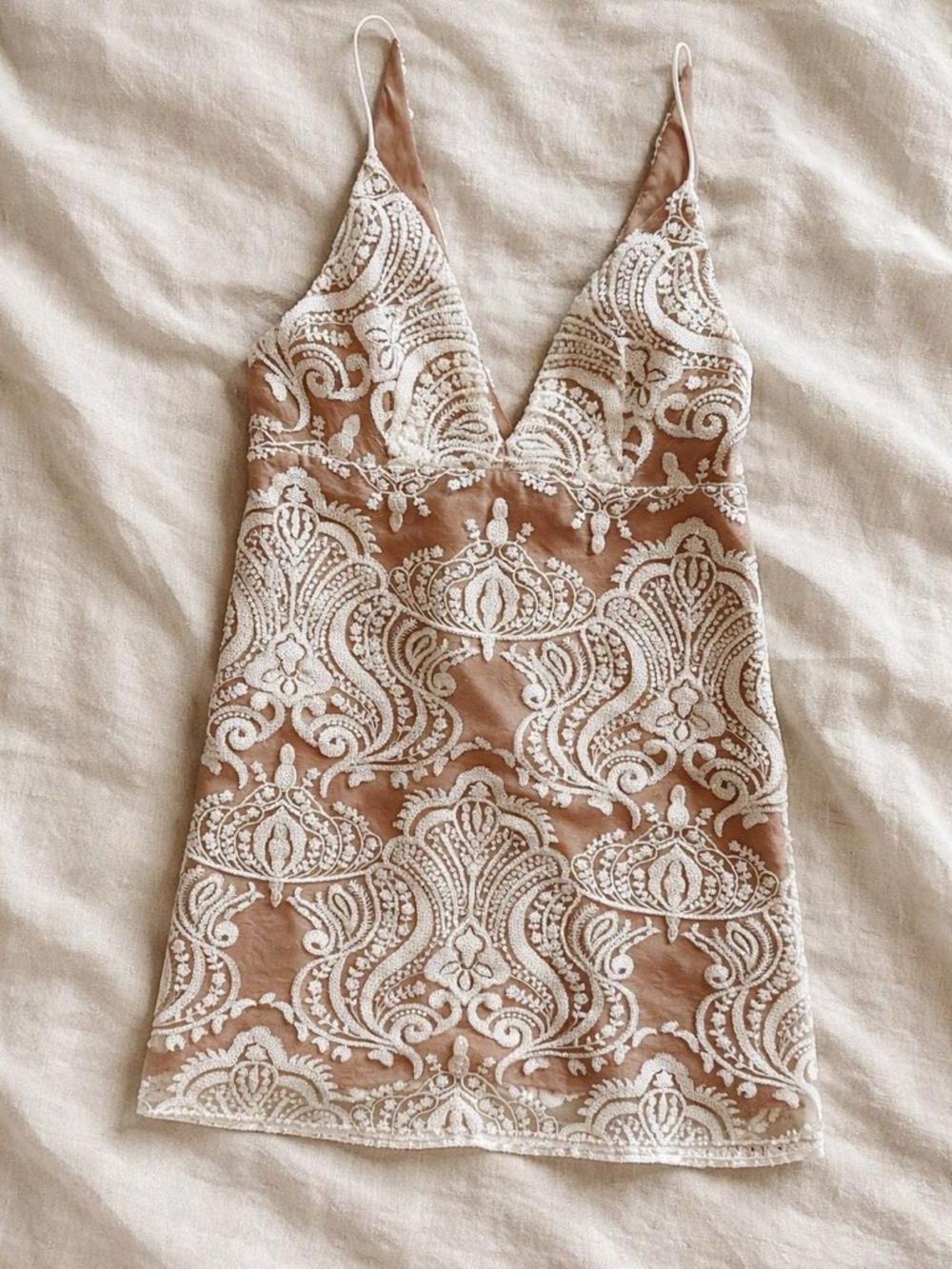 Free People Night Shimmers Ivory Lace Mini Dress Size 2